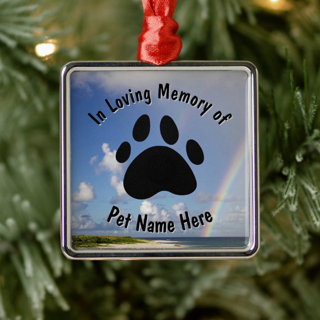 Custom Pet Memorial Rainbow Ornament Aus Metall (Baum)
