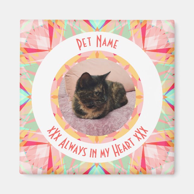 Custom Pet Memorial Red Pink Photo Quotes Magnet (Vorne)