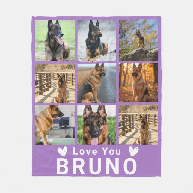 Custom Pet Memory Dog Cat Violet with 9 Photos Fleecedecke (Vorderseite)
