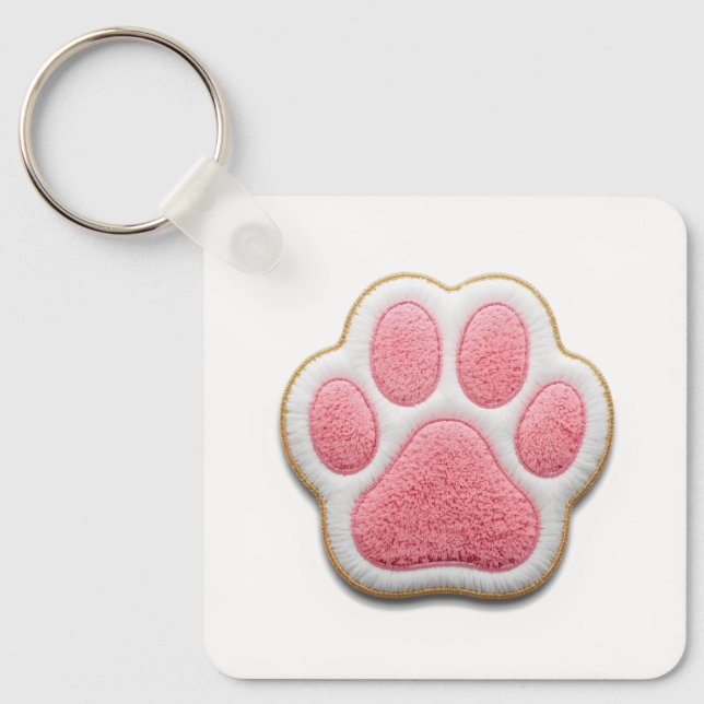 Custom Pet Mom Keychain | Heart Shaped Paw Prints Schlüsselanhänger (Vorderseite)