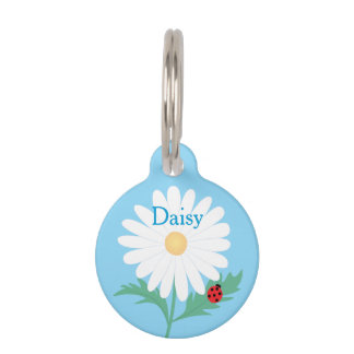 Custom Pet Name Daisy Flower Ladybug Pet ID Tag  Haustiermarke