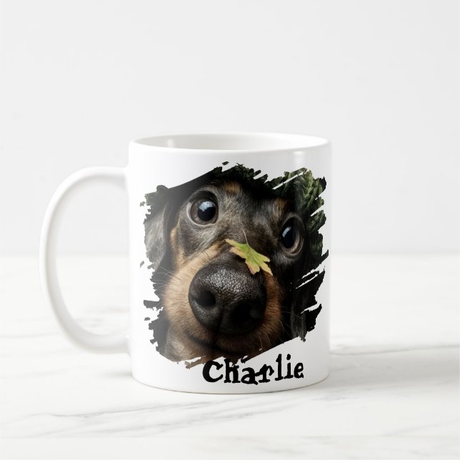 Custom Pet Name Photo Pet Lover Gift Typography Kaffeetasse (Links)