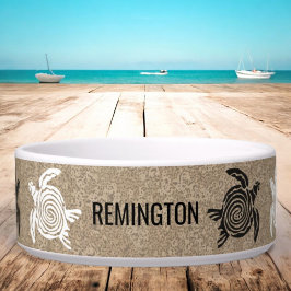 Custom Pet Name Sandy Beach Turtles Napf