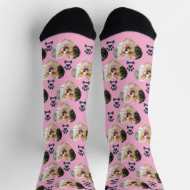 Custom Pet Photo and Paw Prints Socks Socken