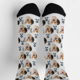 Custom Pet Photo and Paw Prints Socks Socken