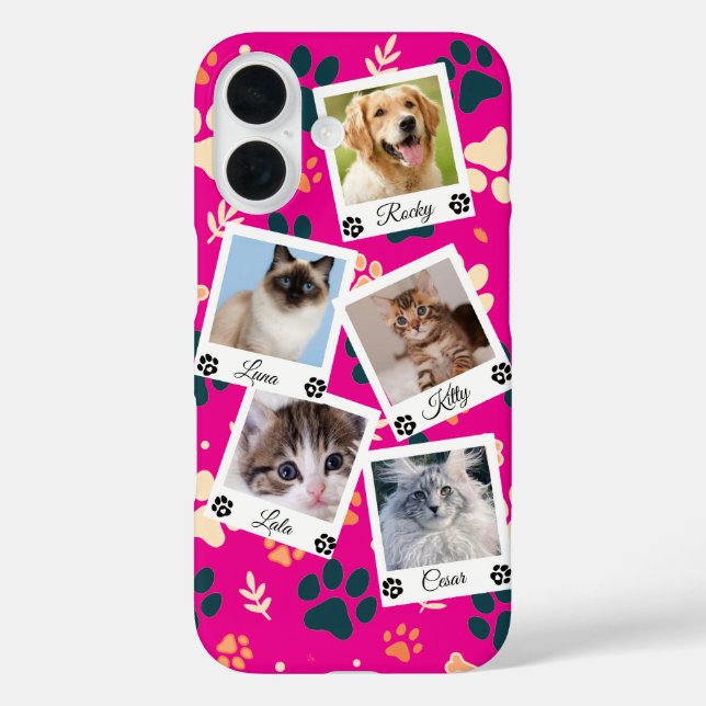 Custom Pet Photo Collage Phone Case with Names  (Rückseite)