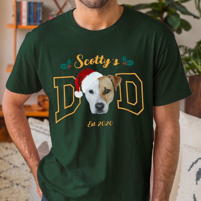 Custom Pet Photo Face with Santa Hat Christmas T-Shirt (Von Creator hochgeladen)