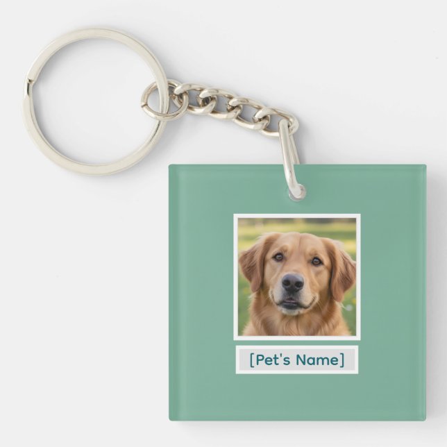 Custom Pet Photo Keychain | Personalized Pet Name  Schlüsselanhänger (Vorderseite)