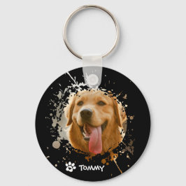 Custom Pet Photo & Name Metal Circle Keychain Schlüsselanhänger