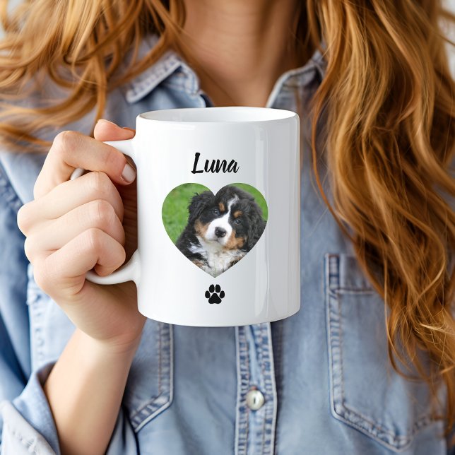 Custom Pet Photo Name, Minimal Modern Typography Kaffeetasse (Von Creator hochgeladen)