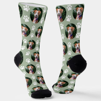 Custom Pet Photo Paw Print Pattern Socken