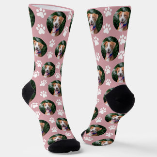 Custom Pet Photo Paw Print Pattern Socken