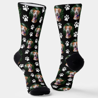 Custom Pet Photo Paw Print Pattern Socken