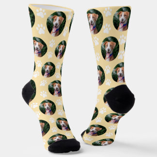 Custom Pet Photo Paw Print Pattern Socken