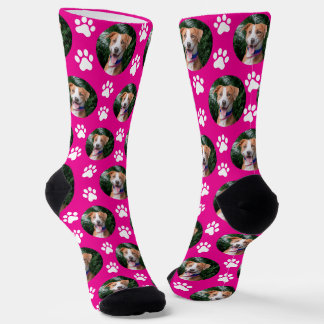 Custom Pet Photo Paw Print Pattern Socken