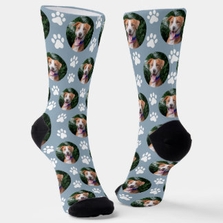 Custom Pet Photo Paw Print Pattern Socken