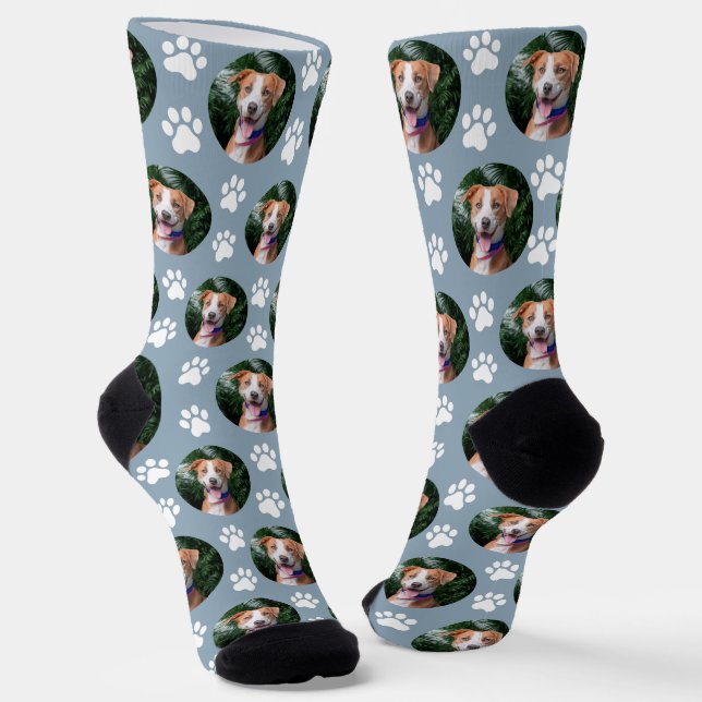 Custom Pet Photo Paw Print Pattern Socken (Gewinkelt)