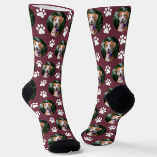Custom Pet Photo Paw Print Pattern Socken
