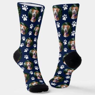 Custom Pet Photo Paw Print Pattern Socken