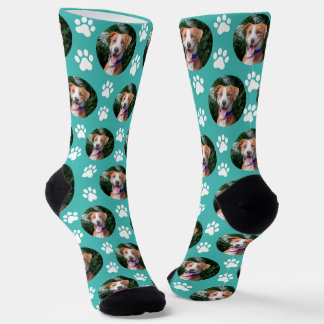 Custom Pet Photo Paw Print Pattern Socken