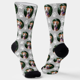 Custom Pet Photo Paw Print Pattern Socken