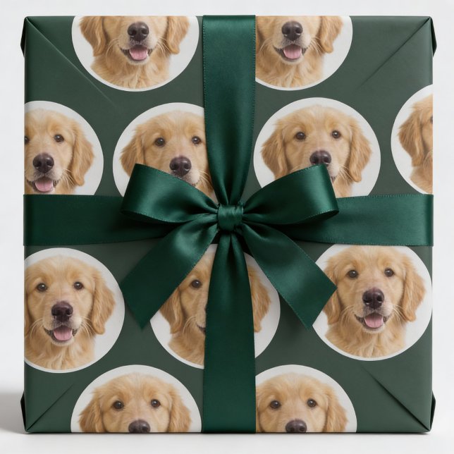 Custom Pet Photo | Personalized Forest Green Gift  Geschenkpapier (Von Creator hochgeladen)