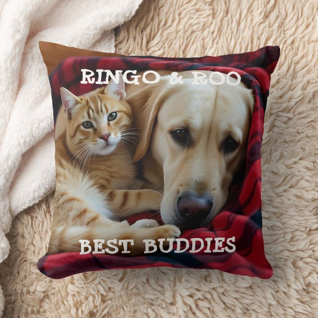 Custom Pet Pillow Best Buddies Cat Dog Names Gift  Kissen (Von Creator hochgeladen)
