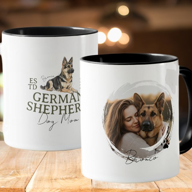 Custom Pet Portrait Dog Mama German Shepherd Tasse (Elevate your kitchen set with this Custom Pet Portrait Dog Mom German Shepherd mug! )