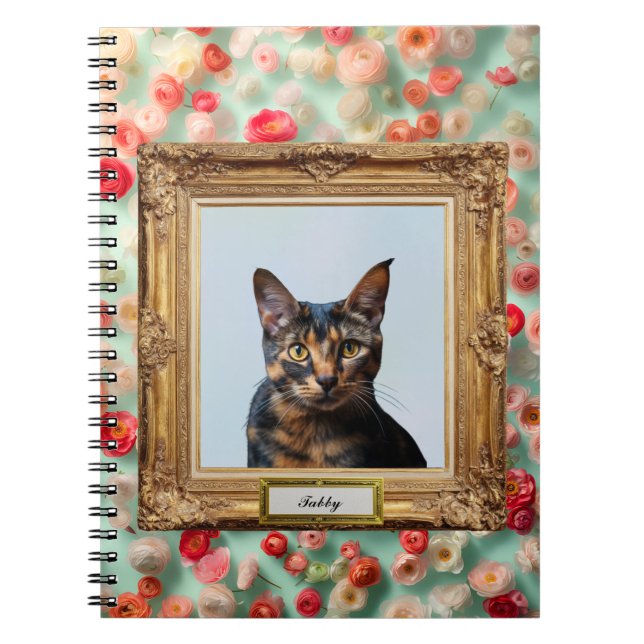 Custom Pet Portrait Notebook – Your Cat in a Frame Notizblock (Vorderseite)