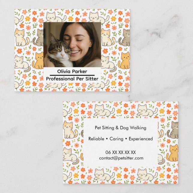 Custom Pet Sitter Business Card with Photo Visitenkarte (Vorne/Hinten)