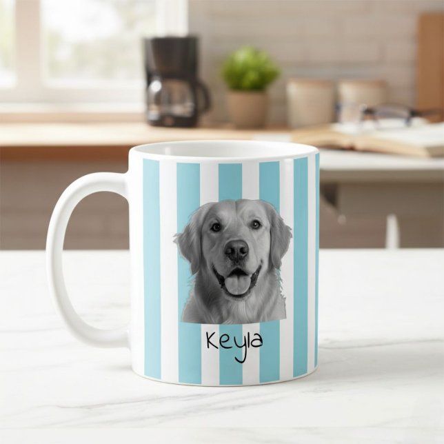 Custom Pet Striped Mug Using Pet Photo Kaffeetasse (Von Creator hochgeladen)