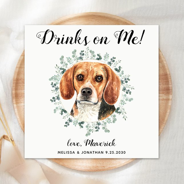 Custom Pet Wedding Open Bar Beagle Dog Serviette (Von Creator hochgeladen)