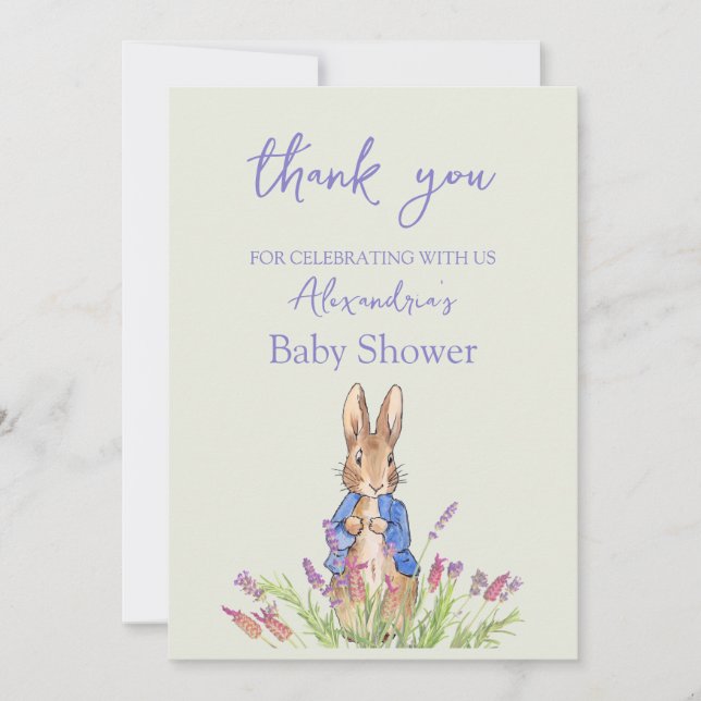 Custom Peter das Kaninchen Baby Dusche Danke (Vorderseite)