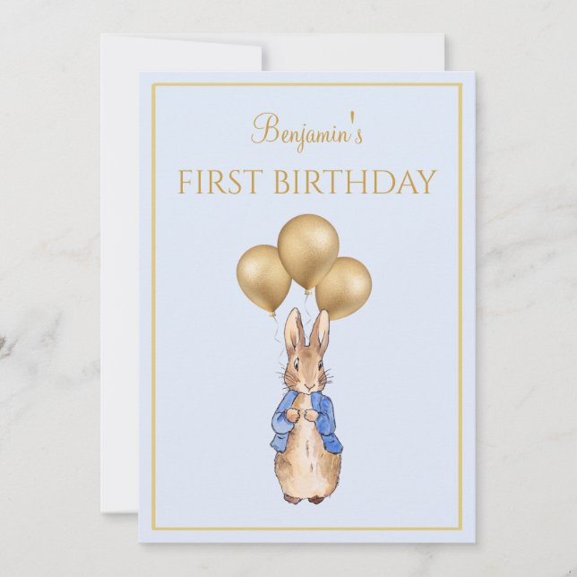 Custom Peter der Rabbit erste Geburtstag Einladung (Vorderseite)