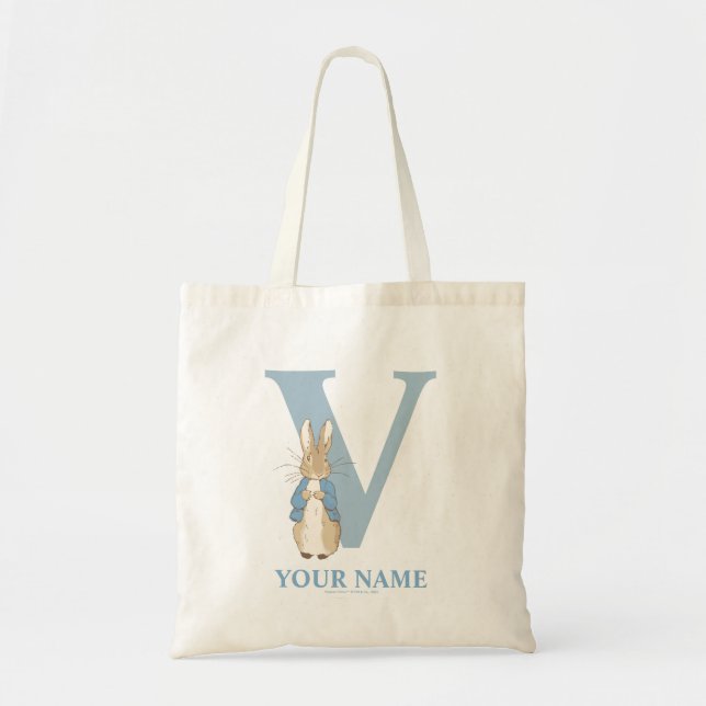 Custom Peter Rabbit - Letter V Tote Bag Tragetasche (Vorne)