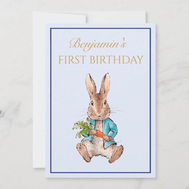 Custom Peter the Rabbit Einladung zum ersten Gebur (Vorderseite)