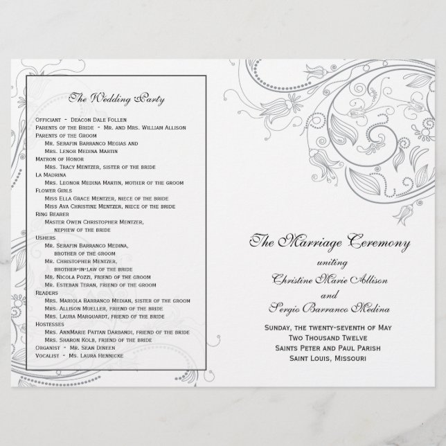 Custom_Pewter Wedding Program (Vorderseite)