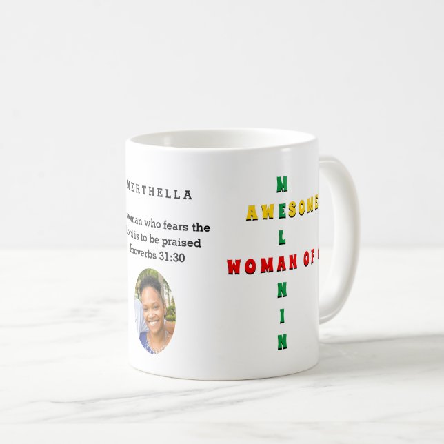 Custom Phantastisch Melanin FRAU OF GOD Foto Kaffeetasse (VorderseiteRechts)