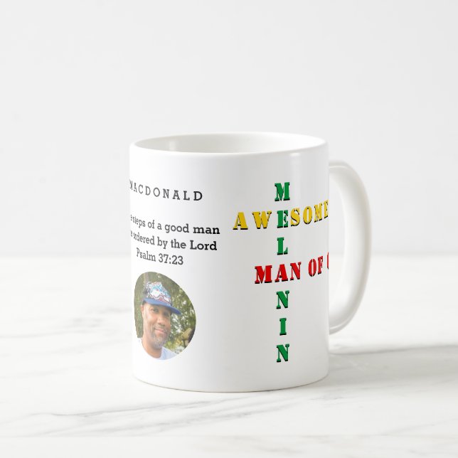 Custom Phantastisch Melanin MAN of GOD Foto Kaffeetasse (VorderseiteRechts)