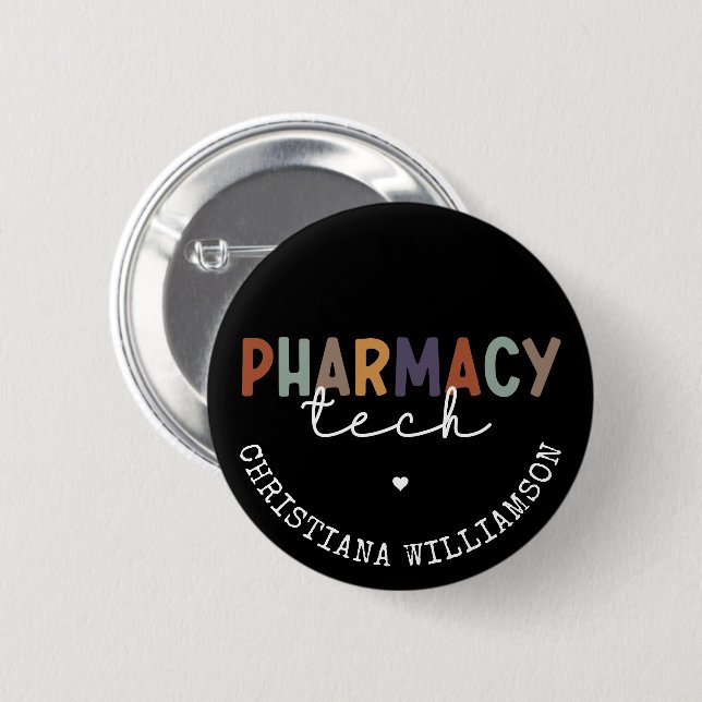 Custom Pharmacy Tech Retro Pharmacy Technique Button (Vorne & Hinten)