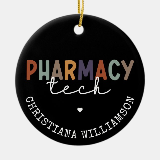 Custom Pharmacy Tech Retro Pharmacy Technique Keramik Ornament (Vorne)