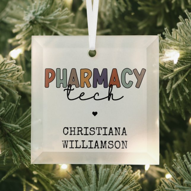 Custom Pharmacy Tech Retro Pharmacy Technique Ornament Aus Glas (Insitu)