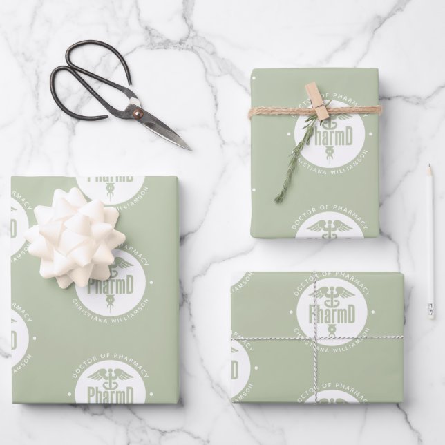 Custom PharmD Doctor of Pharmacy Abschluss Geschenkpapier Set (Vorderseite)