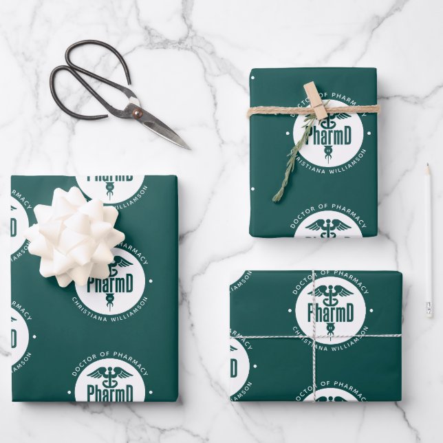 Custom PharmD Doctor of Pharmacy Abschluss Geschenkpapier Set (Vorderseite)