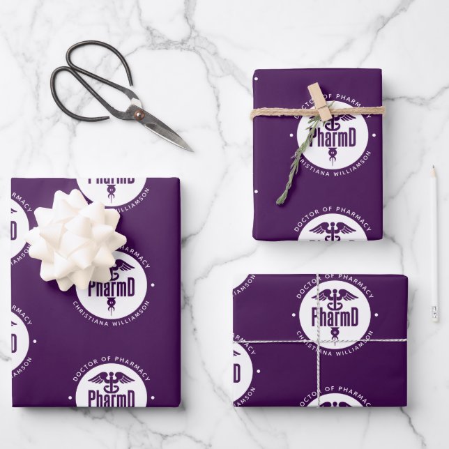 Custom PharmD Doctor of Pharmacy Abschluss Geschenkpapier Set (Vorderseite)