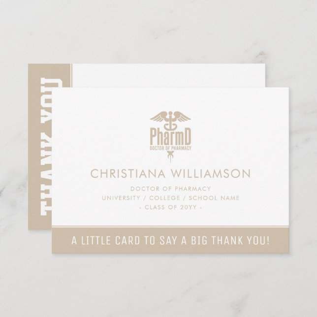 Custom PharmD Doctor of Pharmacy Graduation Party Dankeskarte (Vorne/Hinten)