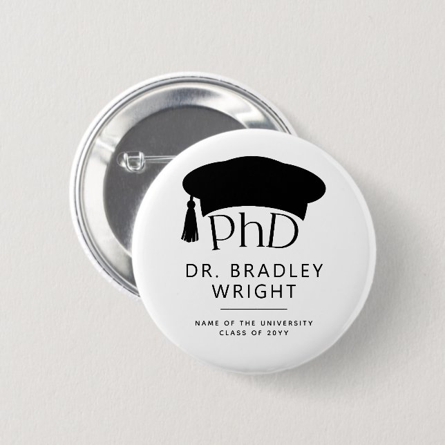 Custom PhD Doctoral Hat Doctoral Degree Graduation Button (Vorne & Hinten)