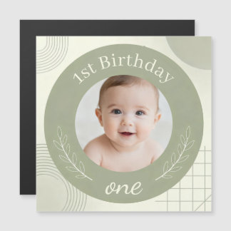 Custom Photo 1st Birthday - Personalized Magnetic  Magneteinladung