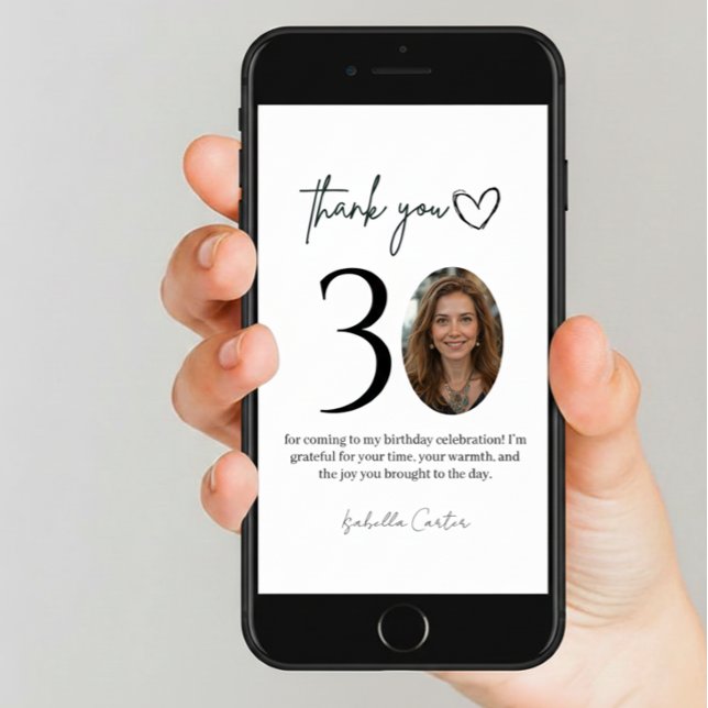 Custom Photo 30th Birthday Thank You Card Dankeskarte (Von Creator hochgeladen)