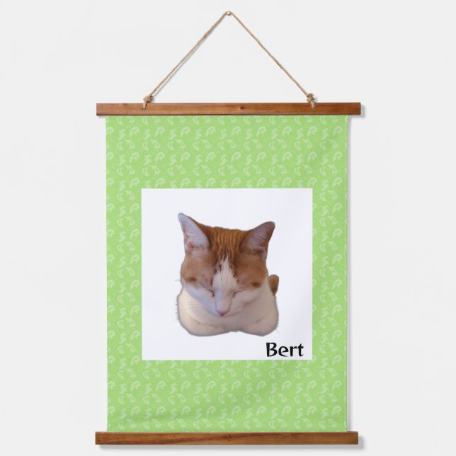 Custom Photo and Name Japanese Scroll Wandteppich Mit Holzrahmen (Vorderseite)